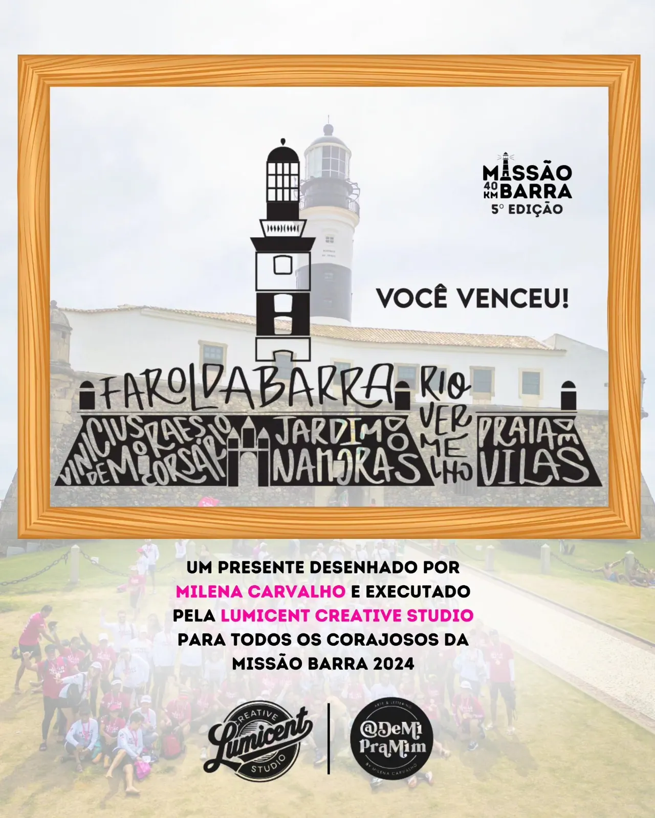 Quadrinho da 5ª edição, com a arte de Milena Carvalho e os carimbos de cada parada