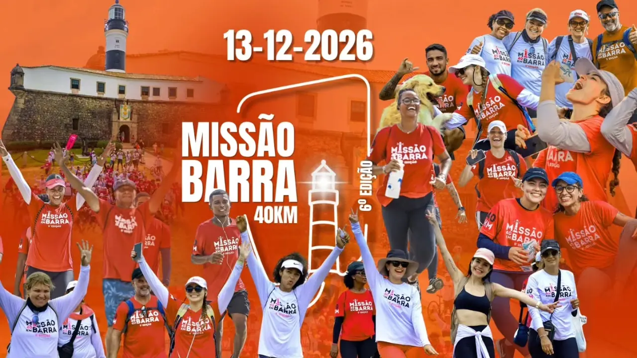 Arte oficial da 6ª edição, em laranja: Missão Barra 40KM, 13-12-2026